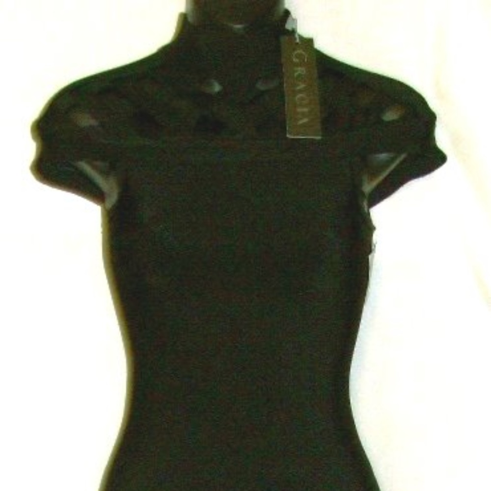 GRACIA BLACK BANDAGE DRESS W/ CROSSED LINE BLACK
